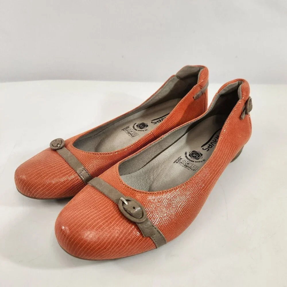 Softwaves Ballet Flats Orange Buckle Detail Womens size 40 New Unworn Portugal